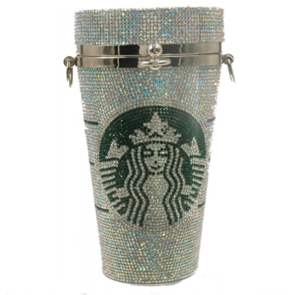 Starbucks Silver & Green Rhinestone Crossbody Purse - Picture 7 of 12